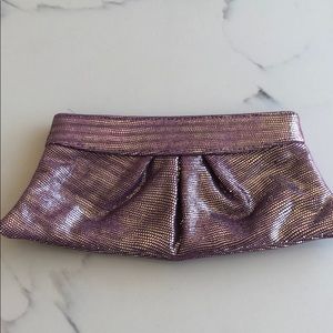 Lauren Merkin metallic pink/silver clutch